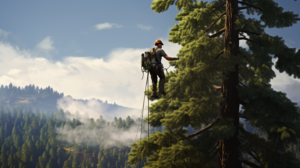 arborist tree trimming pine tree